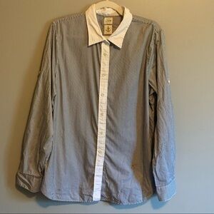 J Crew Top Large Striped Washed Shirt Nautical 14